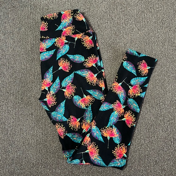LuLaRoe tropical floral print leggings. One size. - Picture 1 of 5